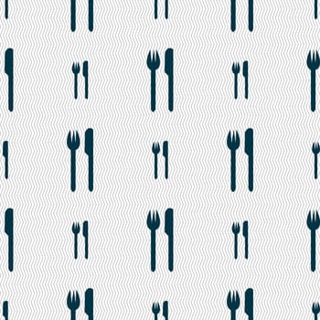 Eat sign icon. Cutlery symbol. Fork and knife. Seamless abstract background with geometric shapes. illustration