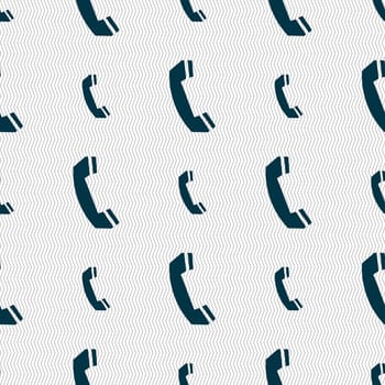 Phone sign icon. Support symbol. Call center. Seamless abstract background with geometric shapes. illustration