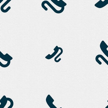 retro telephone handset icon sign. Seamless pattern with geometric texture. illustration