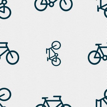 bike icon sign. Seamless pattern with geometric texture. illustration