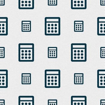 Calculator sign icon. Bookkeeping symbol. Seamless abstract background with geometric shapes. illustration