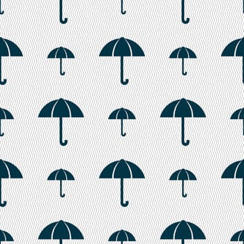 Umbrella sign icon. Rain protection symbol. Seamless abstract background with geometric shapes. illustration