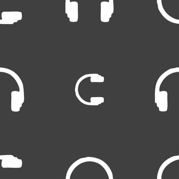 headsets icon sign. Seamless pattern on a gray background. illustration