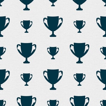 Winner cup sign icon. Awarding of winners symbol. Trophy. Seamless abstract background with geometric shapes. illustration