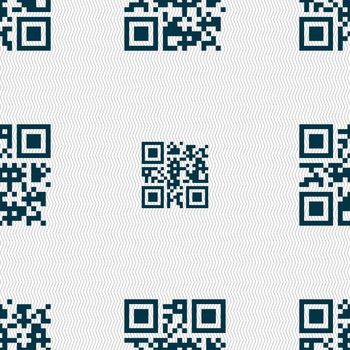 Qr code icon sign. Seamless pattern with geometric texture. illustration