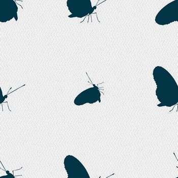 butterfly icon sign. Seamless pattern with geometric texture. illustration