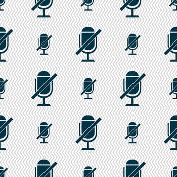 No Microphone sign icon. Speaker symbol. Seamless abstract background with geometric shapes. illustration