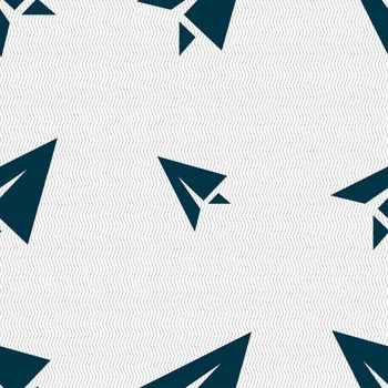 Paper airplane icon sign. Seamless pattern with geometric texture. illustration