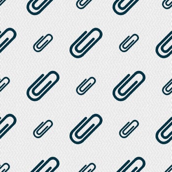Paper clip sign icon. Clip symbol. Seamless abstract background with geometric shapes. illustration