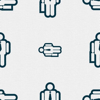 businessman icon sign. Seamless pattern with geometric texture. illustration