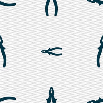 pliers icon sign. Seamless pattern with geometric texture. illustration