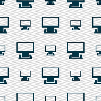 Computer widescreen monitor sign icon. Seamless abstract background with geometric shapes. illustration