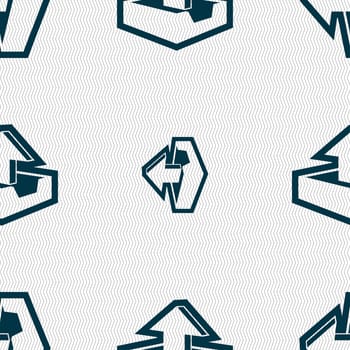 Upload icon sign. Seamless pattern with geometric texture. illustration