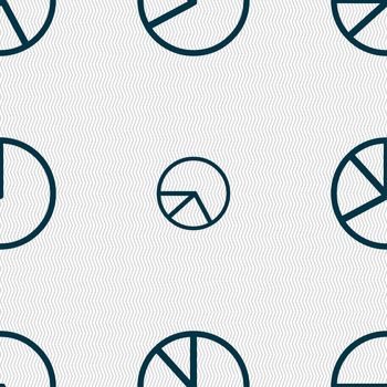 Pie chart graph icon sign. Seamless pattern with geometric texture. illustration