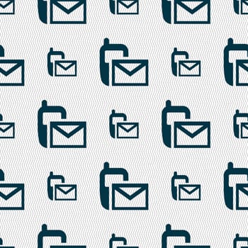 Mail icon. Envelope symbol. Message sms sign. Seamless abstract background with geometric shapes. illustration