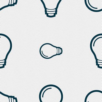 Light bulb icon sign. Seamless pattern with geometric texture. illustration