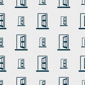 Door, Enter or exit icon sign. Seamless abstract background with geometric shapes. illustration