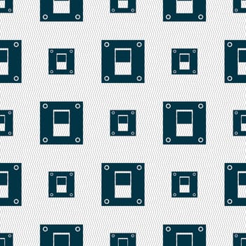 Power switch icon sign. Seamless abstract background with geometric shapes. illustration