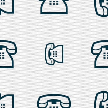 retro telephone handset icon sign. Seamless pattern with geometric texture. illustration