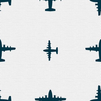 aircraft icon sign. Seamless pattern with geometric texture. illustration