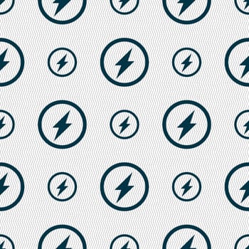Photo flash sign icon. Lightning symbol. Seamless abstract background with geometric shapes. illustration