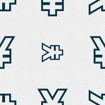 Yen JPY icon sign. Seamless pattern with geometric texture. illustration