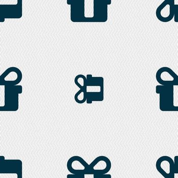 gift icon sign. Seamless pattern with geometric texture. illustration