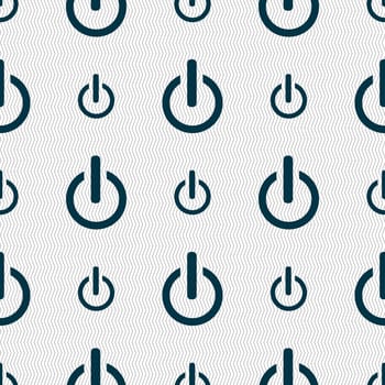 Power sign icon. Switch on symbol. Seamless abstract background with geometric shapes. illustration