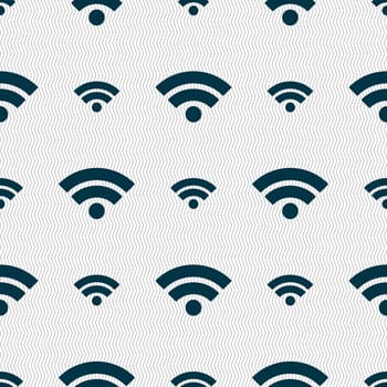 Wifi sign. Wi-fi symbol. Wireless Network icon. Wifi zone. Seamless abstract background with geometric shapes. illustration