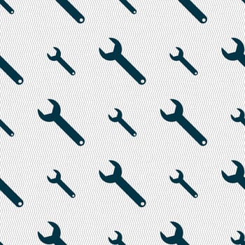 Wrench key sign icon. Service tool symbol. Seamless abstract background with geometric shapes. illustration