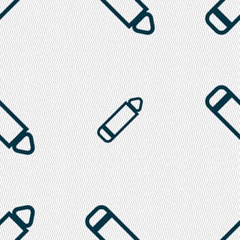 Pen icon sign. Seamless pattern with geometric texture. illustration