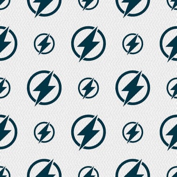 Photo flash sign icon. Lightning symbol. Seamless abstract background with geometric shapes. illustration