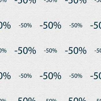 50 percent discount sign icon. Sale symbol. Special offer label. Seamless abstract background with geometric shapes. illustration