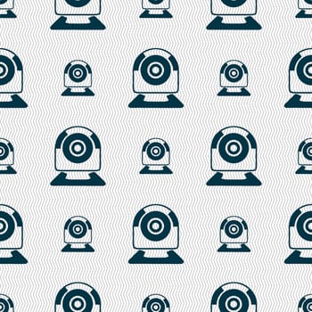 Webcam sign icon. Web video chat symbol. Camera chat. Seamless abstract background with geometric shapes. illustration