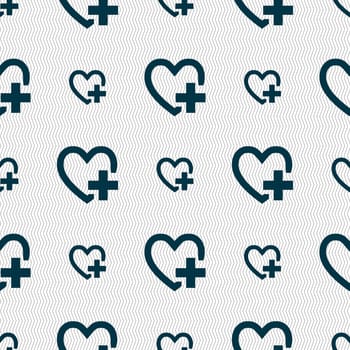 Heart sign icon. Love symbol. Seamless abstract background with geometric shapes. illustration