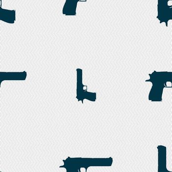 gun icon sign. Seamless pattern with geometric texture. illustration