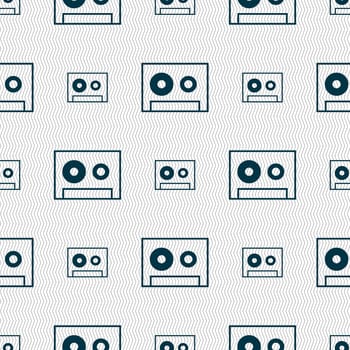 cassette sign icon. Audiocassette symbol. Seamless abstract background with geometric shapes. illustration