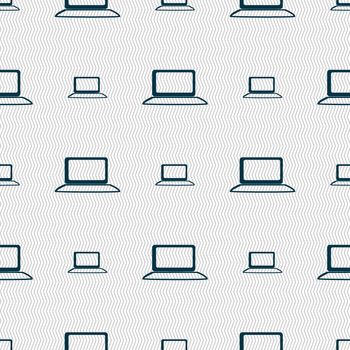 Laptop sign icon. Notebook pc with graph symbol. Monitoring. Seamless abstract background with geometric shapes. illustration