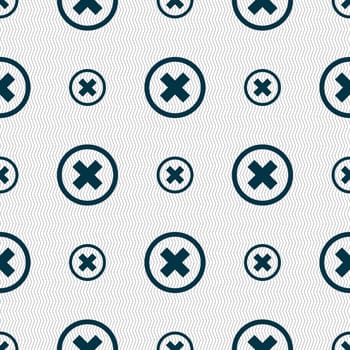 Cancel icon. no sign. Seamless abstract background with geometric shapes. illustration