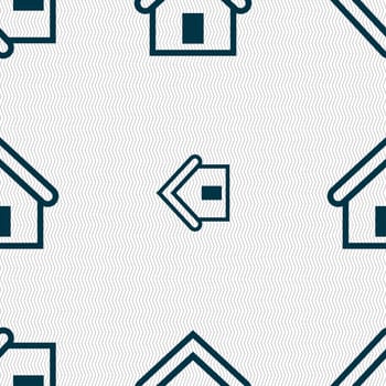 House icon sign. Seamless pattern with geometric texture. illustration