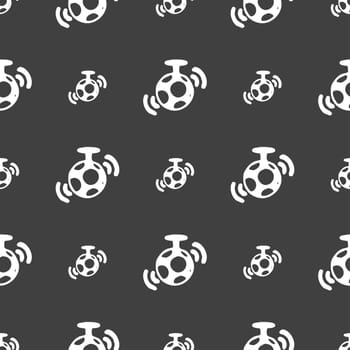 mirror ball disco icon sign. Seamless pattern on a gray background. illustration