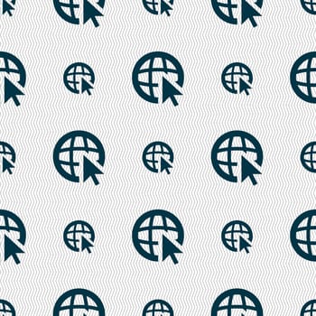 Internet sign icon. World wide web symbol. Cursor pointer. Seamless abstract background with geometric shapes. illustration