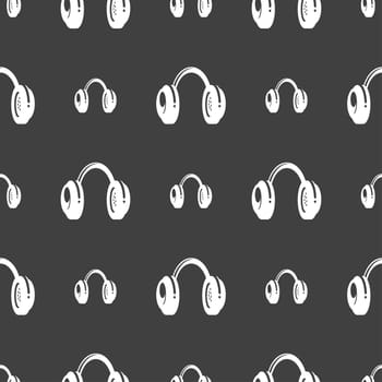 headsets icon sign. Seamless pattern on a gray background. illustration