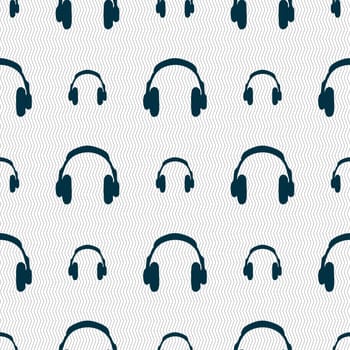 headsets icon sign. Seamless pattern with geometric texture. illustration