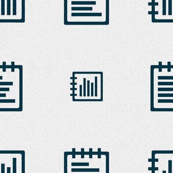 Notepad icon sign. Seamless pattern with geometric texture. illustration