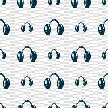 headsets icon sign. Seamless pattern with geometric texture. illustration