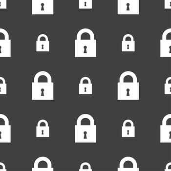 closed lock icon sign. Seamless pattern on a gray background. illustration