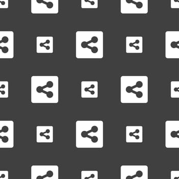 Share icon sign. Seamless pattern on a gray background. illustration