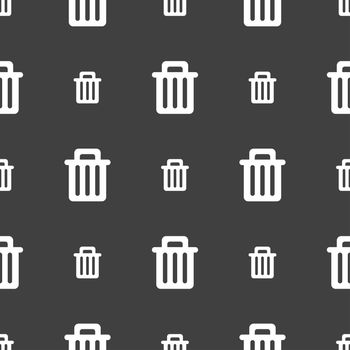 Recycle bin icon sign. Seamless pattern on a gray background. illustration