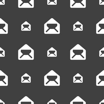 Mail, envelope, letter icon sign. Seamless pattern on a gray background. illustration